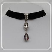 Субкультуры handmade. Livemaster - original item Ribbon with skull and crystal pendant. Handmade.