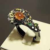 Украшения handmade. Livemaster - original item Ring Garnet (Hessonite), Emerald. Silver ring. Handmade.