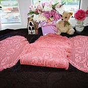 Винтаж: Бронь М Салфетка с вышивкой  в стиле Наив Садовые цветы