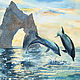 Order Watercolor painting Frolicking dolphins. Seascape. Pictures for the soul (RozaSavinova). Livemaster. . Pictures Фото №3