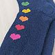 RussianSocks Вязаные носки с сердечками тёмно-синие любимому парню. Носки. RussianSocks ВЯЗАНЫЕ НОСКИ ВАРЕЖКИ. Ярмарка Мастеров.  Фото №5
