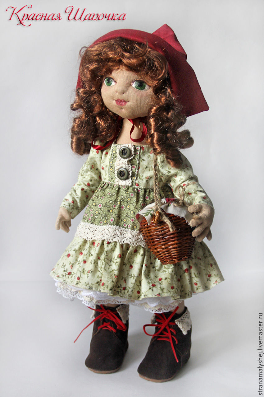 Красная шапочка. Коллекционная интерьерная кукла в зеленом платье, Мягкие игрушки, Санкт-Петербург,  Фото №1