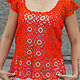 Summer top Lace top Fishnet top Orange top Summer blouse top Dressy Elegant blouse
