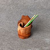 Pencil holder made of wood. vase