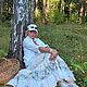 Белая льняная  длинная  юбка с цветочным мотивом в стиле прованс-бохо, Юбки, Минск,  Фото №1