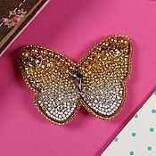 Украшения handmade. Livemaster - original item Brooch Butterfly gold, beaded brooch. Handmade.