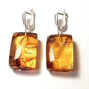 Украшения handmade. Livemaster - original item Rectangle earrings made of natural amber with inclusions.. Handmade.