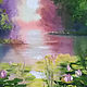 Summer Landscape Oil painting Water Lilies Canvas 40h50 cm. Pictures. Kind paintings by Irina Belozerova. My Livemaster. Фото №5