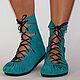 Order Moccasin in suede with turquoise. Katorina Rukodelnica HandMadeButik. Livemaster. . Moccasins Фото №3