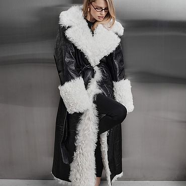 Одежда ручной работы. Ярмарка Мастеров - ручная работа Дубленка long white тиградо лаковая кожа. Handmade.