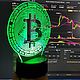  Биткоин (Bitcoin) - гравировка с подсветкой, Именные сувениры, Киров,  Фото №1