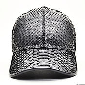 Аксессуары handmade. Livemaster - original item Baseball cap made of genuine Python leather, in black!. Handmade.