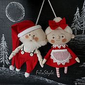 Маленькие Коломбины Розовая & Голубая Куклы-подвески текстильные
