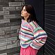 Order Pullover women's knitted oversize pink striped in stock. Kardigan sviter - женский вязаный свитер кардиган оверсайз. Livemaster. . Pullover Sweaters Фото №3