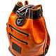 Кожаный рюкзак - баул (оранжевый). Рюкзаки. ЭклектикАрт. Ярмарка Мастеров.  Фото №4