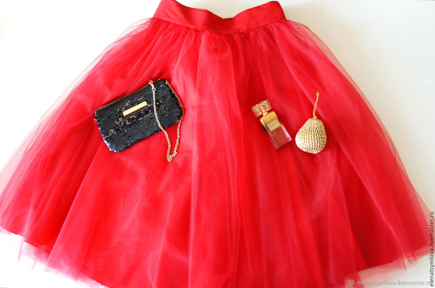 Красная фатиновая юбка для девочки