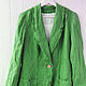 Jacket with open edges made of green linen, Jackets, Tomsk,  Фото №1