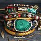 Leather and textile bracelet with Boho-chic stones 'Paints', Braided bracelet, Moscow,  Фото №1