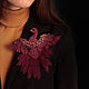Райская птица цвета марсала Брошь. Брошь-булавка. Wonderful bird. Irina Zhovner. Ярмарка Мастеров.  Фото №6