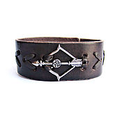 Leather bracelet with anchor for men