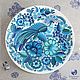 Blue BIRD of HAPPINESS. Large plate painted stained glass. Decorative plates. Vitreous Wood***Tatiana***. My Livemaster. Фото №6