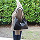Black leather bag, suede hobo bag, black. Sacks. Olga'SLuxuryCreation. My Livemaster. Фото №5