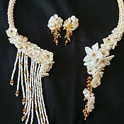 Свадебный салон handmade. Livemaster - original item Wedding Jewelry Sets: Flowers for the bride. Handmade.