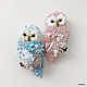 Brooch ' Blue and Pink Owl'. Brooch bird, Brooches, Moscow,  Фото №1