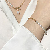 Украшения handmade. Livemaster - original item A chain bracelet with natural pearls 