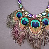 Украшения handmade. Livemaster - original item Necklace Bird of Happiness Feathers, hematite and genuine leather. Handmade.