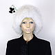 Order Youth hat made of white voile arctic fox fur and genuine leather. Mishan (mishan). Livemaster. . Caps Фото №3