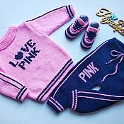 Одежда детская handmade. Livemaster - original item Pink tracksuit for girls height 62-68cm. Handmade.