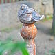 Sparrow on a high concrete column aged garden decor, Figurines, Azov,  Фото №1