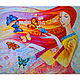 Картина Бабочки Девушка Фентези Красный Оранжевый Холст Масло 50х60, Картины, Миасс,  Фото №1