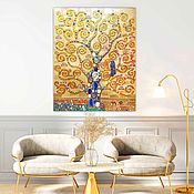Картины и панно handmade. Livemaster - original item Tree of happiness. The Tree of Life Klimt. Gold painting with drag. stones. Handmade.