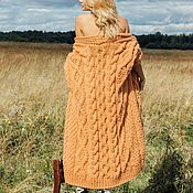 Одежда handmade. Livemaster - original item Long knitted apricot-colored cardigan to order. Handmade.