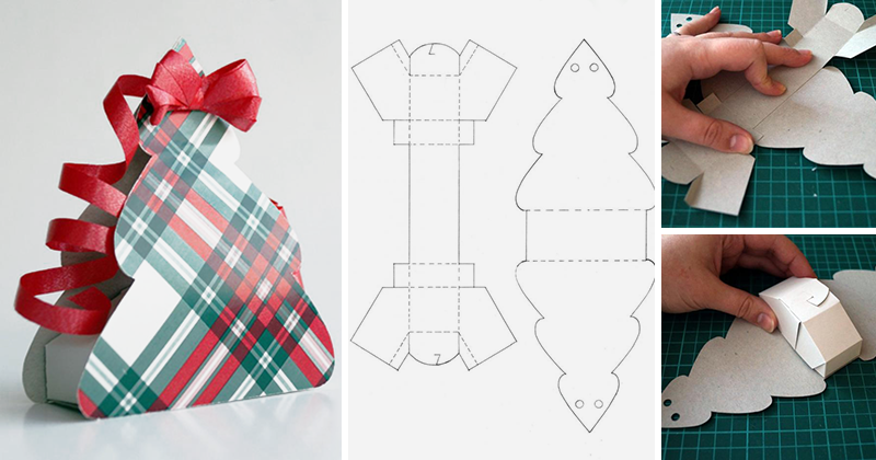 подарок на новый год из бумаги. елка из упаковочной бумаги. подарок маме на новый год своими руками. коробка в форме елки. коробочка ёлочка для подарка.