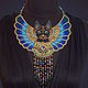 Necklace in Egyptian style Bastet. Egyptian beaded necklace. Designer jewelry Ulyana Moldovyan.
