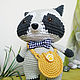 Soft toy raccoon knitted with bag and bow. Amigurumi dolls and toys. Вязаные игрушки - Ольга (knitlandiya). My Livemaster. Фото №4