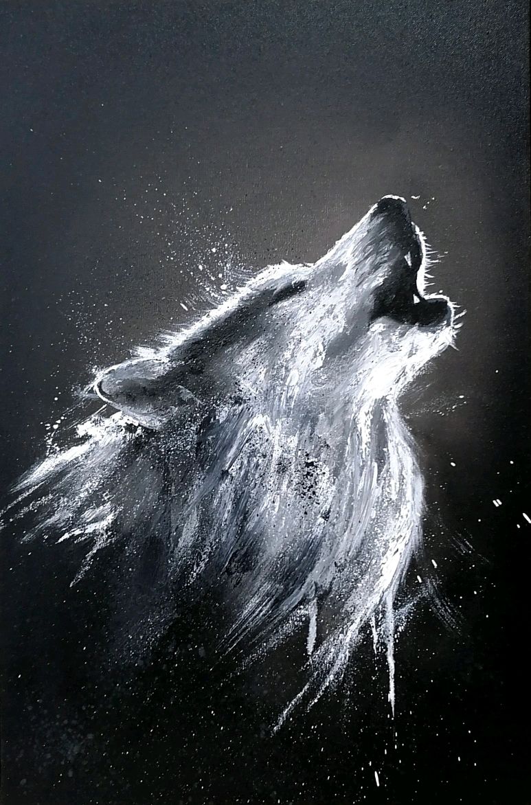 Картина Волк на черном фоне масло на холсте в интернет-магазине Ярмарка  Мастеров по цене 4156.5 ₽ – QLRCMRU | Картины, Тихорецк - доставка по России