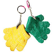 Винтаж handmade. Livemaster - original item Cute yellow and green glove keychain. Handmade.