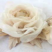 Ободок с коралловыми розами. Цветы из ткани