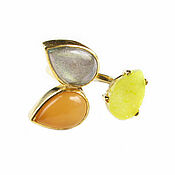 Украшения handmade. Livemaster - original item Ring with jade, labrador and agate, three stone ring. Handmade.
