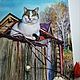 Кошка на заборе и последний день октября!. Картины. Маришкины картинки. Ярмарка Мастеров.  Фото №4