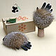 Gloves with silver fox fur 'Crystal'. Avtoledi, Gloves, Ekaterinburg,  Фото №1