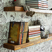 Wall mounted shelf in loft style with live edge LIVE EDGE Oak