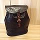 Black leather ladies backpack and a large soft flap on the lace, Backpacks, St. Petersburg,  Фото №1