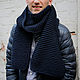 Длинный вязаный теплый мужской шарф из шерсти мериноса, Шарфы, Москва,  Фото №1