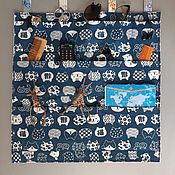 Для дома и интерьера handmade. Livemaster - original item Pockets: Cat wall organizer( blue). Handmade.