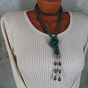 Украшения handmade. Livemaster - original item Beaded lariat with pendants (harness, belt, tie). Handmade.